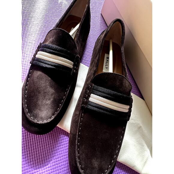 $678 Bally Loafers Men Size US 10 NEW in Brown Suede Kansan Ebano 21 Calf Suede - Picture 2 of 8